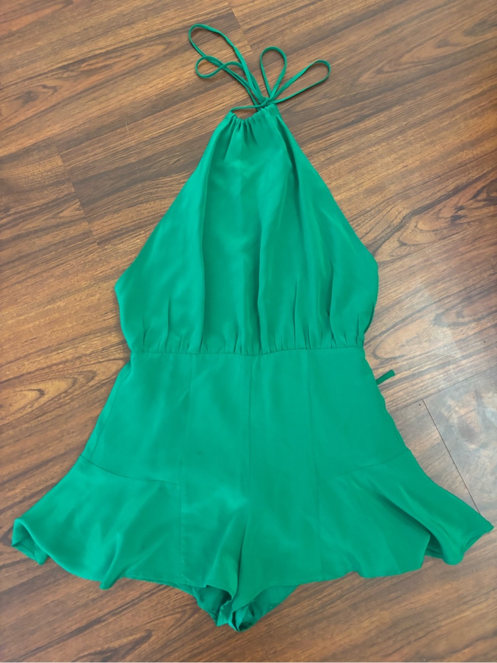 Green silk romper